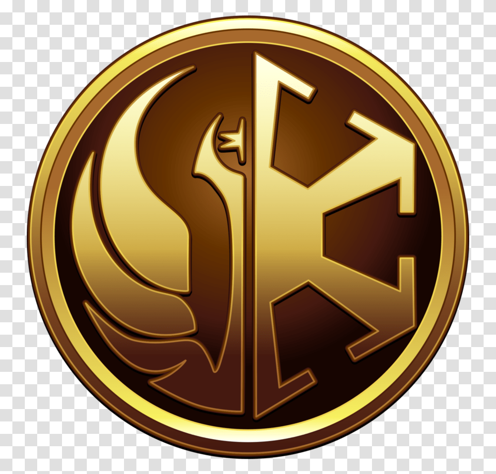 Top Star Wars Republic Logo Vector Cdr Star Wars Old Republic Logo, Symbol, Gold, Trademark, Coin Transparent Png