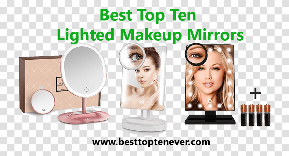 Top Ten Lighted Makeup Mirrors Girl, Person, Human, Head, Face Transparent Png