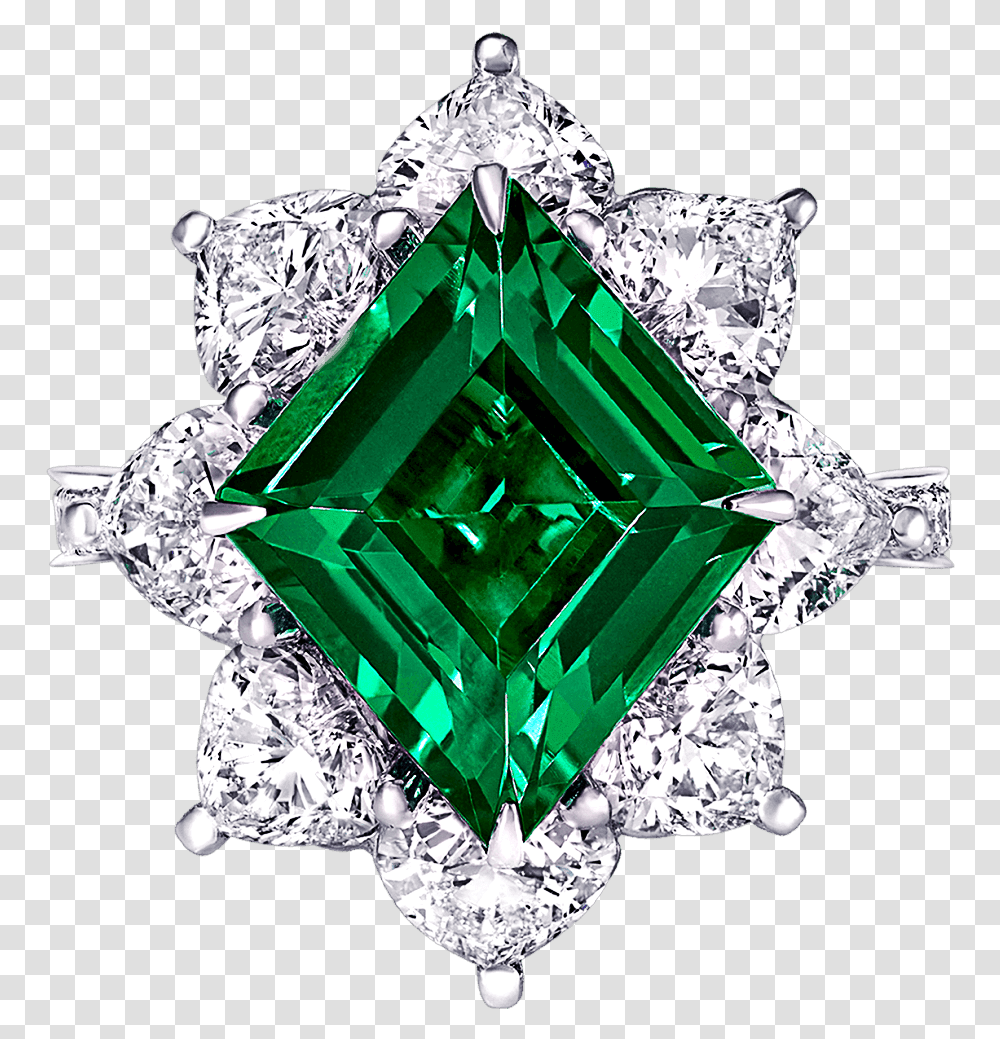 Top View Of A Graff Emerald And Diamond Ring Featuring Emerald, Gemstone, Jewelry, Accessories, Accessory Transparent Png