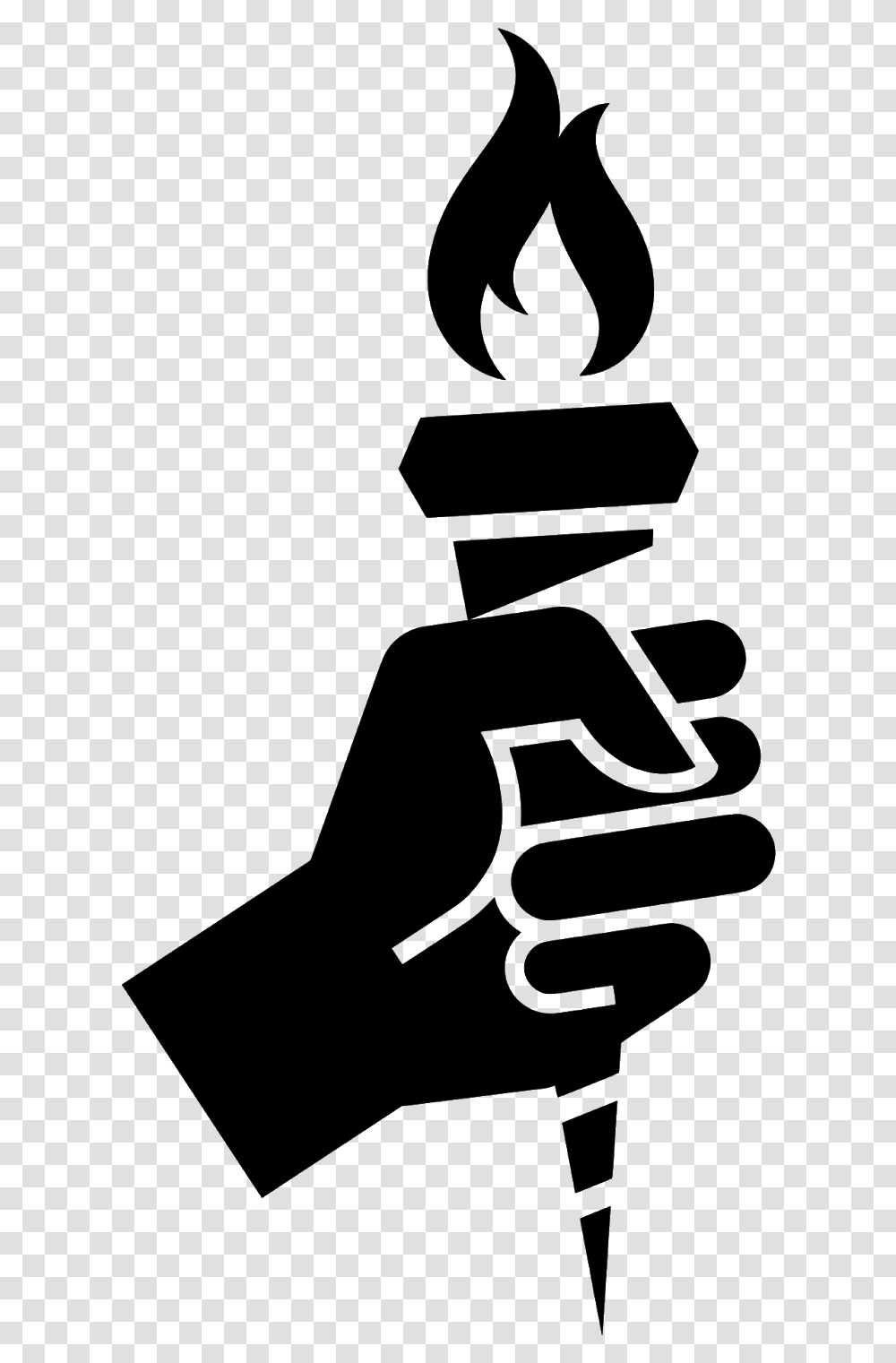 Torch Hand Silhouette Fire Flaming Clutching Mano Con Antorcha, Gray, World Of Warcraft Transparent Png