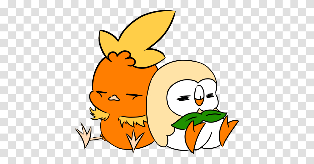 Torchic Y Rowlet Pokemon Pikachu Character Happy, Plant, Fruit, Food, Angry Birds Transparent Png