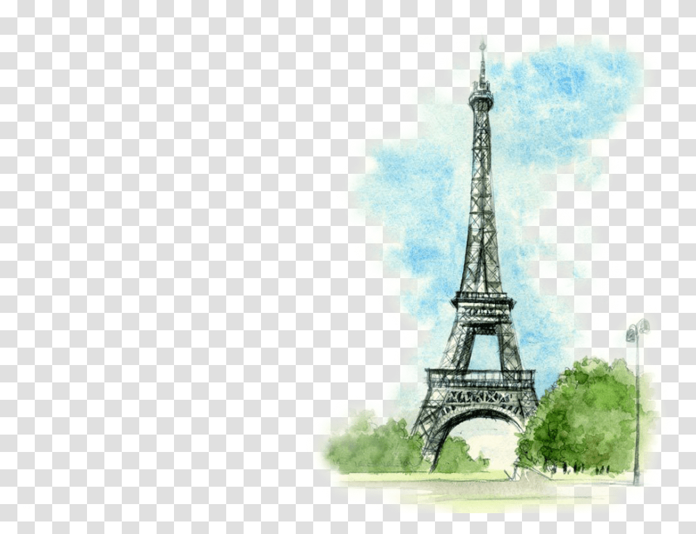 Torre Eiffel Dibujo Iphone What Country Findwords Eiffel Tower In Background Drawing, Architecture, Building, Spire, Art Transparent Png