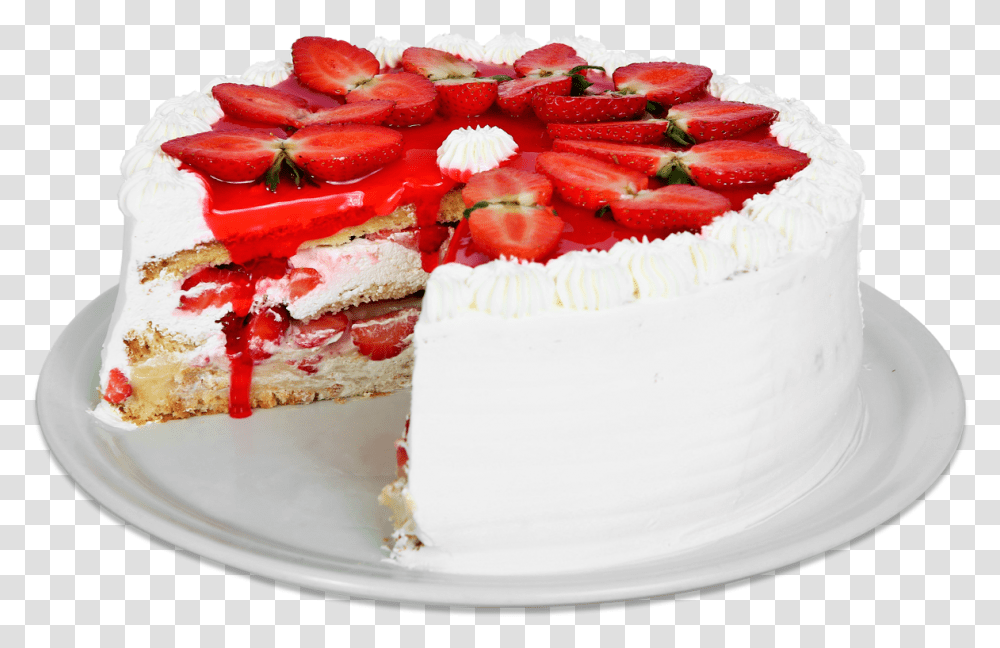Torta Morango Com Chantilly Tortas, Strawberry, Fruit, Plant, Food Transparent Png