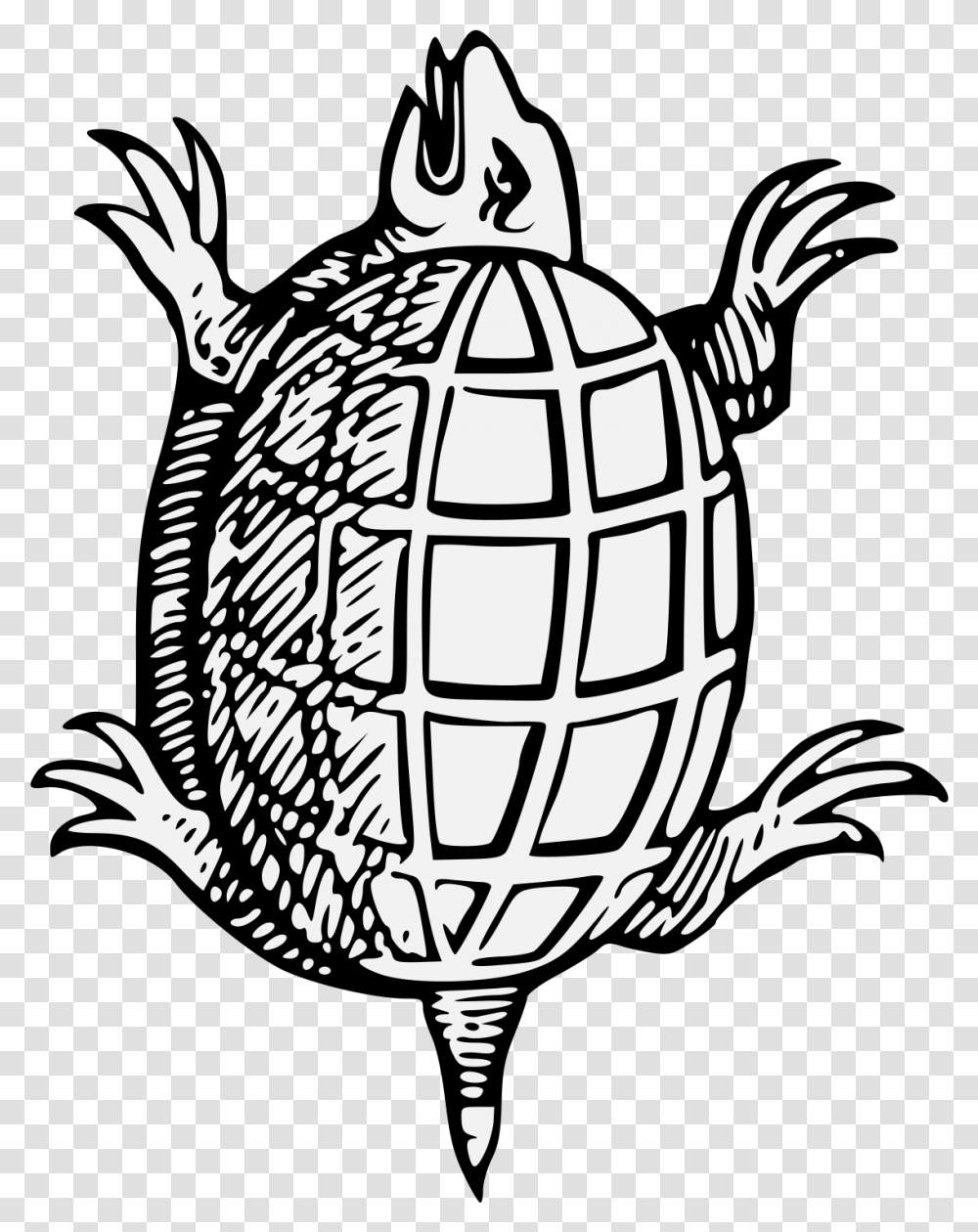 Tortoise Clipart Black And White Turtle Heraldic, Stencil, Weapon, Weaponry, Bomb Transparent Png