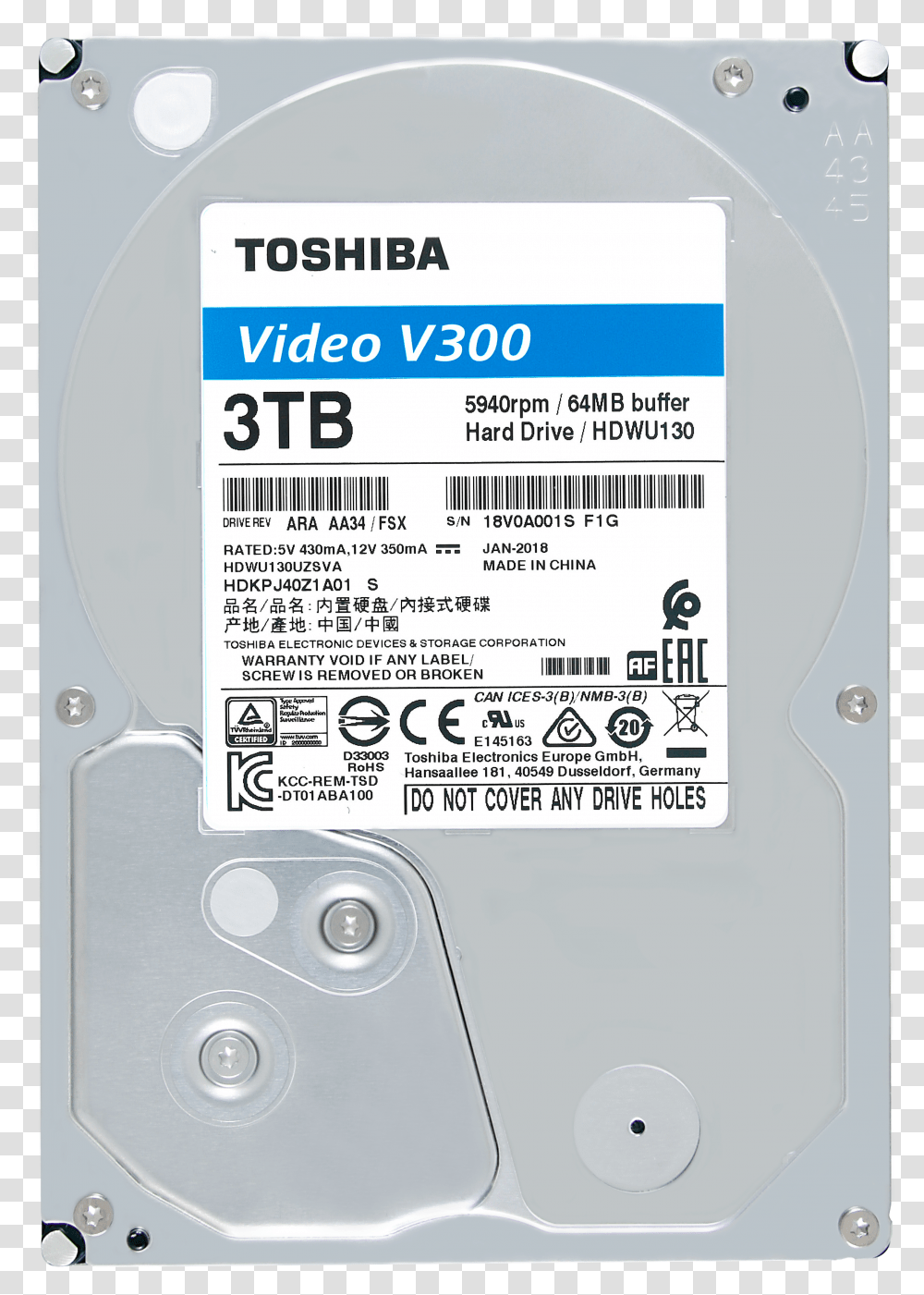 Toshiba Releases New Powerful Surveillance And Video Hdd Toshiba V300 2tb Transparent Png