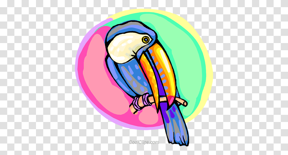 Toucan On A Branch Royalty Free Vector Clip Art Illustration, Beak, Bird, Animal Transparent Png