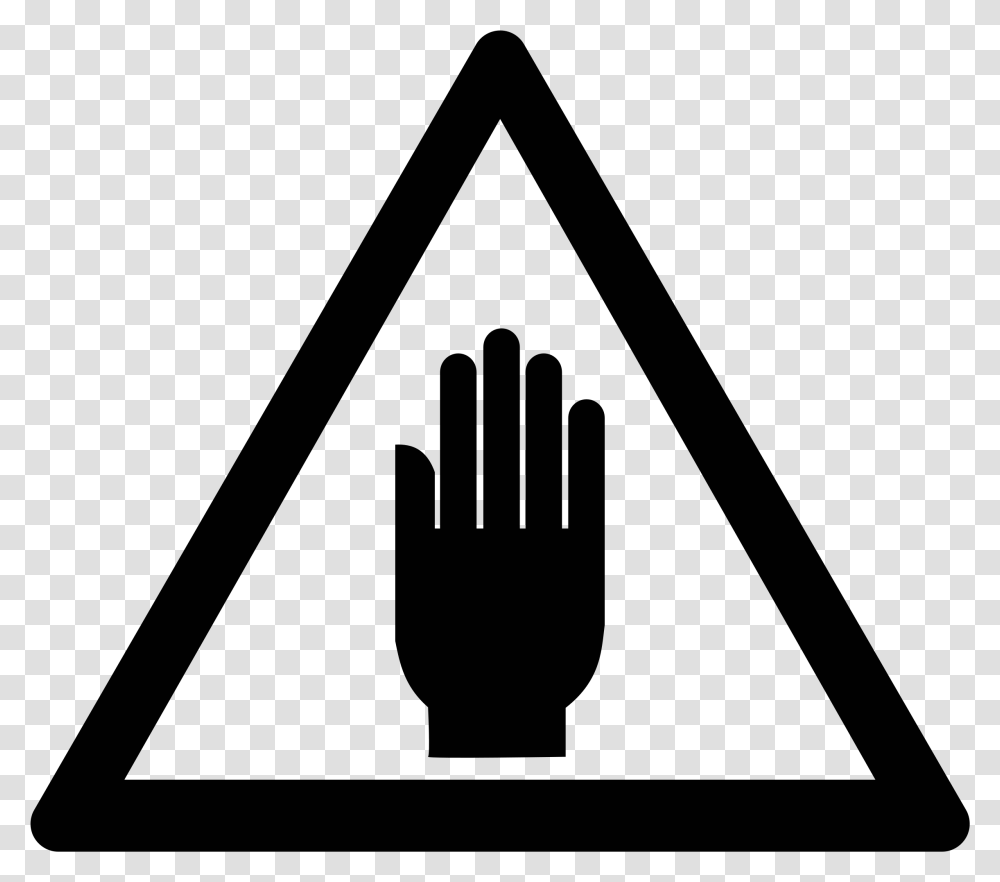 Touch Clipart Hand Open Electricity Caution Sign, Triangle, Plant, Lighting Transparent Png