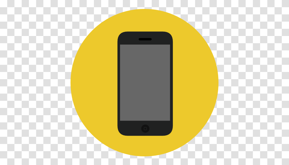 Touch Screen Mobile Phone Iphone Cellphone Smartphone Handphone Icon Yellow, Electronics, Cell Phone, Label, Text Transparent Png