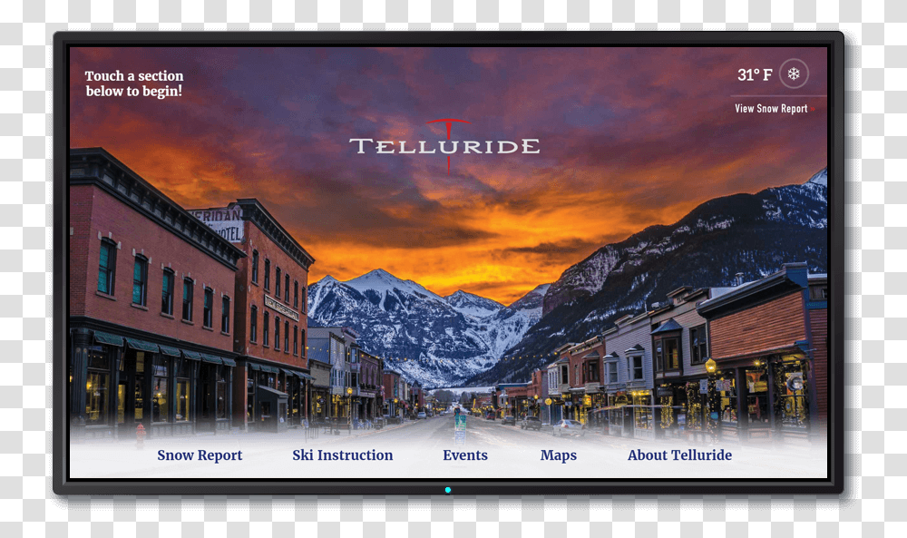 Touch Screen Wall Displays Telluride Main Street, Monitor, Electronics, LCD Screen, TV Transparent Png