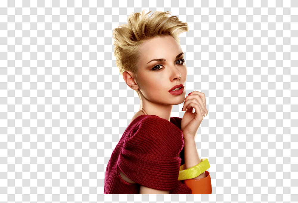Touching Hearts Tube Women Funky Short Shave Haircut Male, Clothing, Person, Female, Sweater Transparent Png