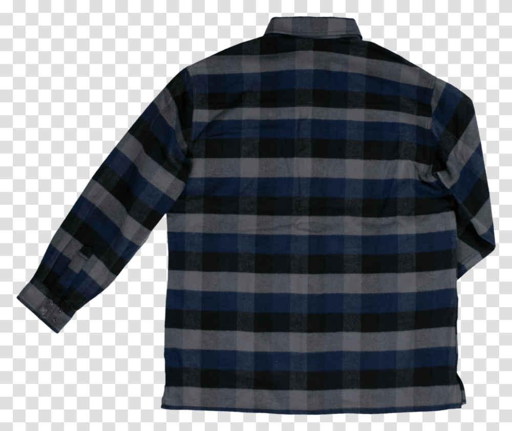Tough Duck Flannel Overshirt Navy Plaid Back View, Sleeve, Apparel, Long Sleeve Transparent Png