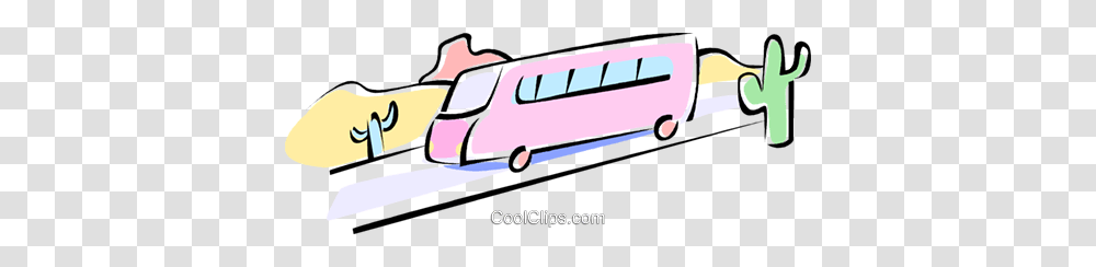 Tour Bus Driving Through The Desert Royalty Free Vector Clip Art, Railway, Transportation, Vehicle, Monorail Transparent Png