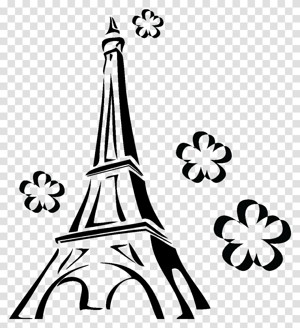 Tour Eiffel Entouree De Fleurs Ambiance Sticker Sb Eiffel Tower Doodle, Outdoors, Nature, Astronomy, Outer Space Transparent Png