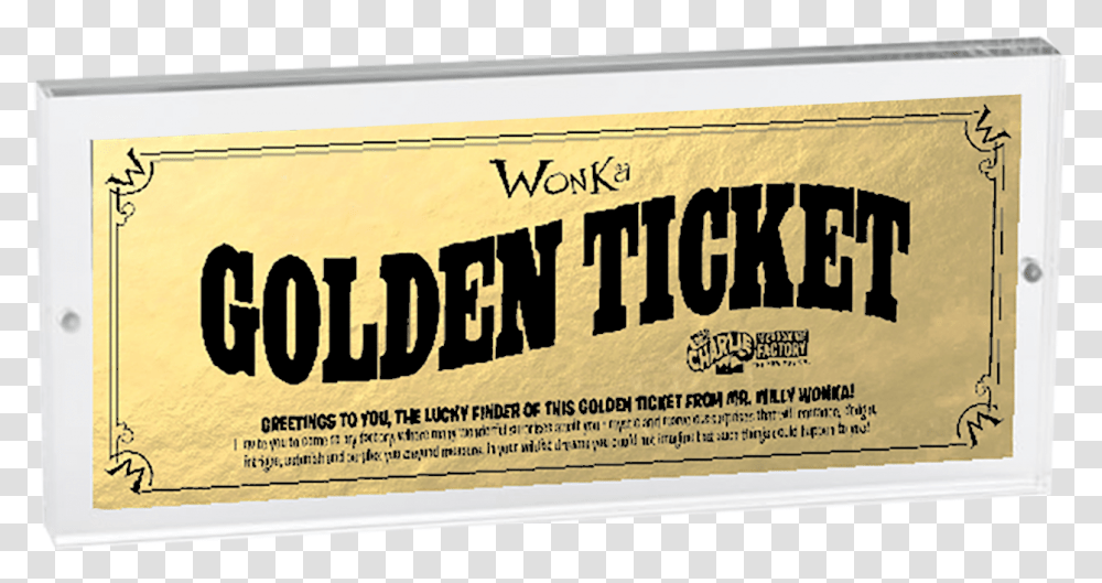 Tour Golden Ticket Holder Charlie And The Chocolate Factory Musical Golden Ticket, Text, Paper Transparent Png