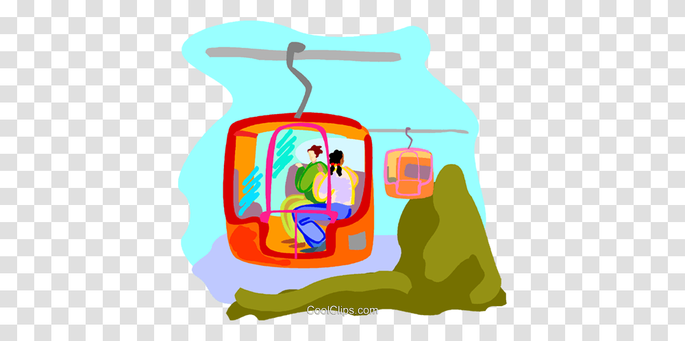 Tourists In Chair Lift Royalty Free Vector Clip Art Illustration, Outdoors, Vehicle, Transportation, Nature Transparent Png