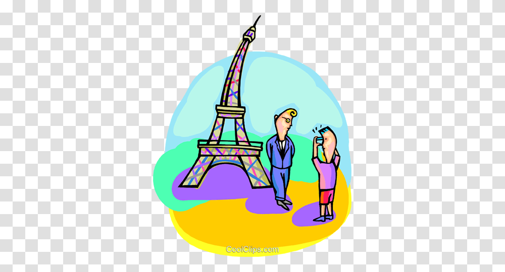 Tourists Near Eiffel Tower Royalty Free Vector Clip Art, Person, Outdoors, Architecture, Building Transparent Png