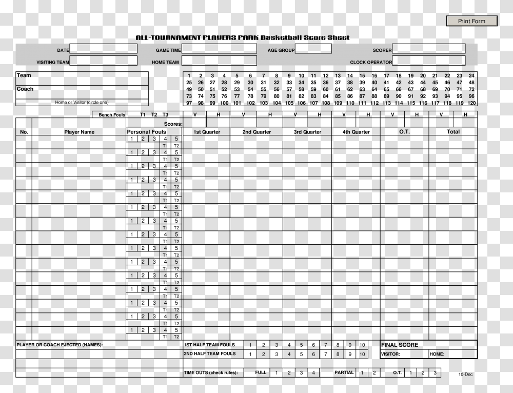 Tournament Basketball Score Sheet Main Image Basketball Game Stat Sheet, Gray, Screen Transparent Png