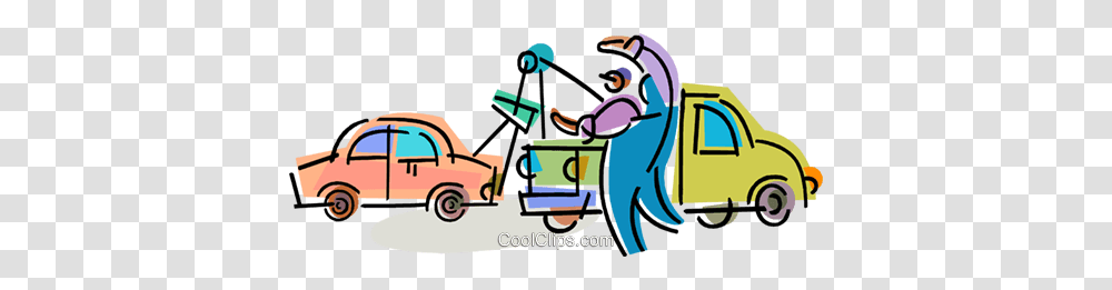 Tow Trucks Royalty Free Vector Clip Art Illustration, Vehicle, Transportation, Lawn Mower, Tool Transparent Png