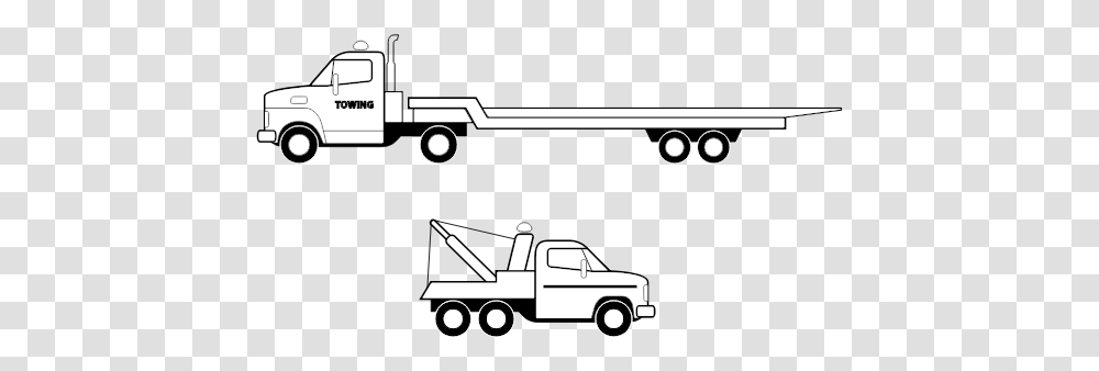 Tow Trucks Vector Line Art Free Svg Flatbed Truck Side View, Transportation, Vehicle Transparent Png