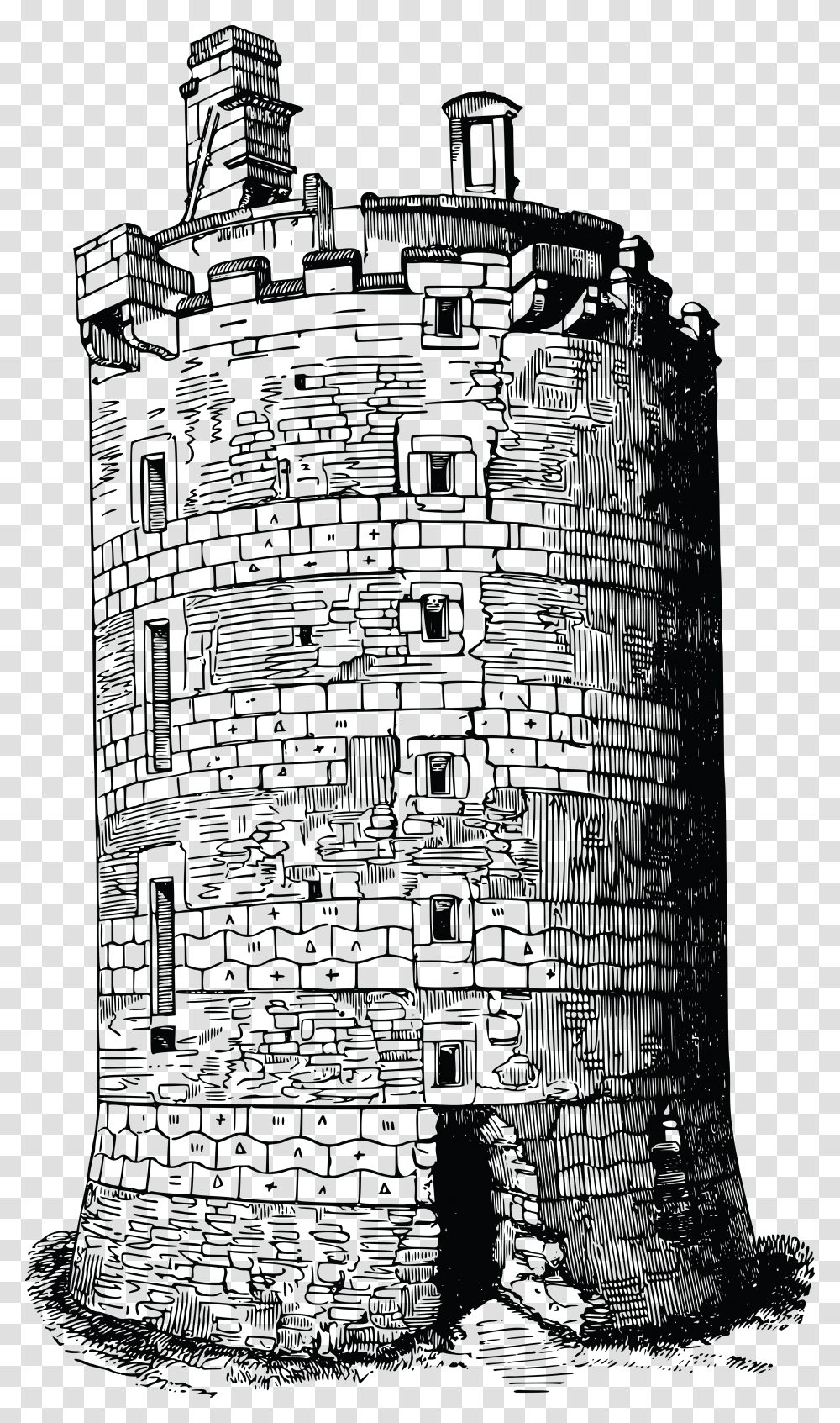 Tower Black And White Clipart Transparent Png