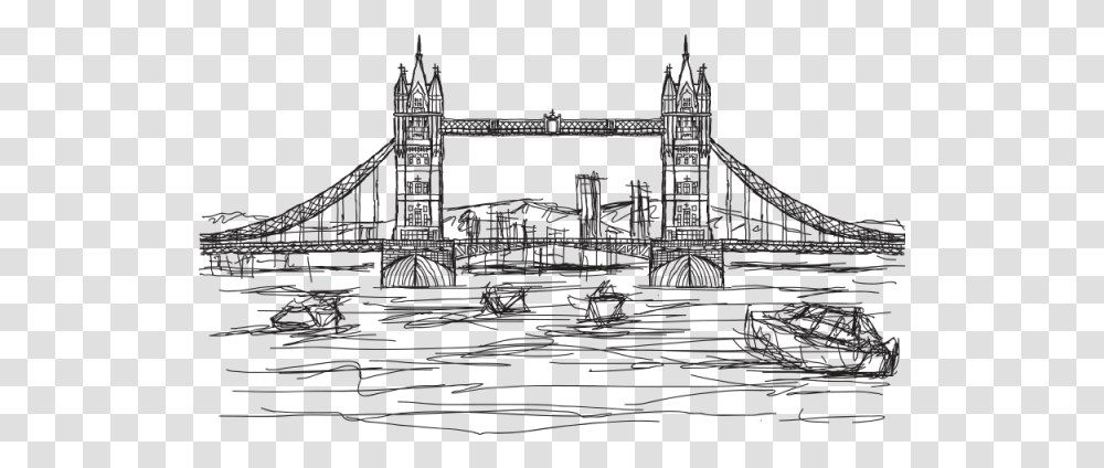 Tower Bridge, Building, Architecture, Silhouette, Spire Transparent Png
