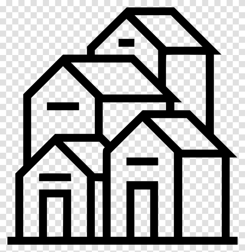 Town Houses Village City Icon Free Download, Stencil, Rug, Housing, Building Transparent Png
