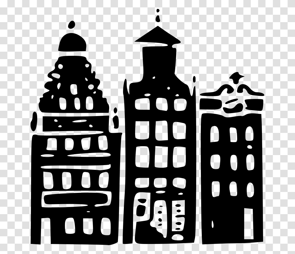 Town Silhouette Black And White Old Town Clipart, Gray, World Of Warcraft Transparent Png