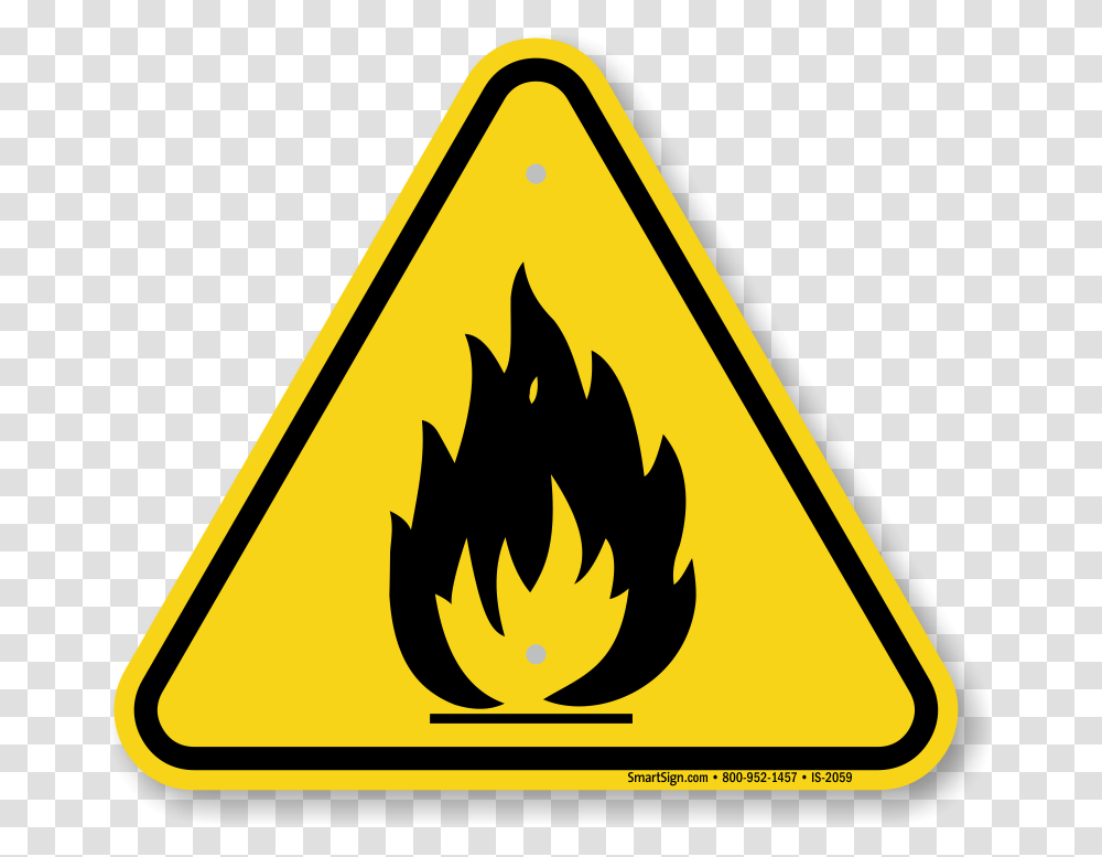 Toxic Clipart Caution Flammable Symbol Download Fire Warning Sign, Road Sign, Triangle Transparent Png