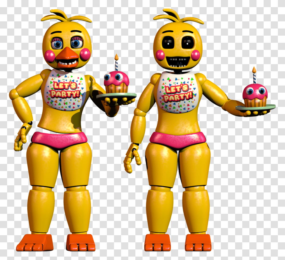 Toy Chica With And Without Beak Fnaf 2 Toy Chica Full Body, Robot, Person, Human Transparent Png