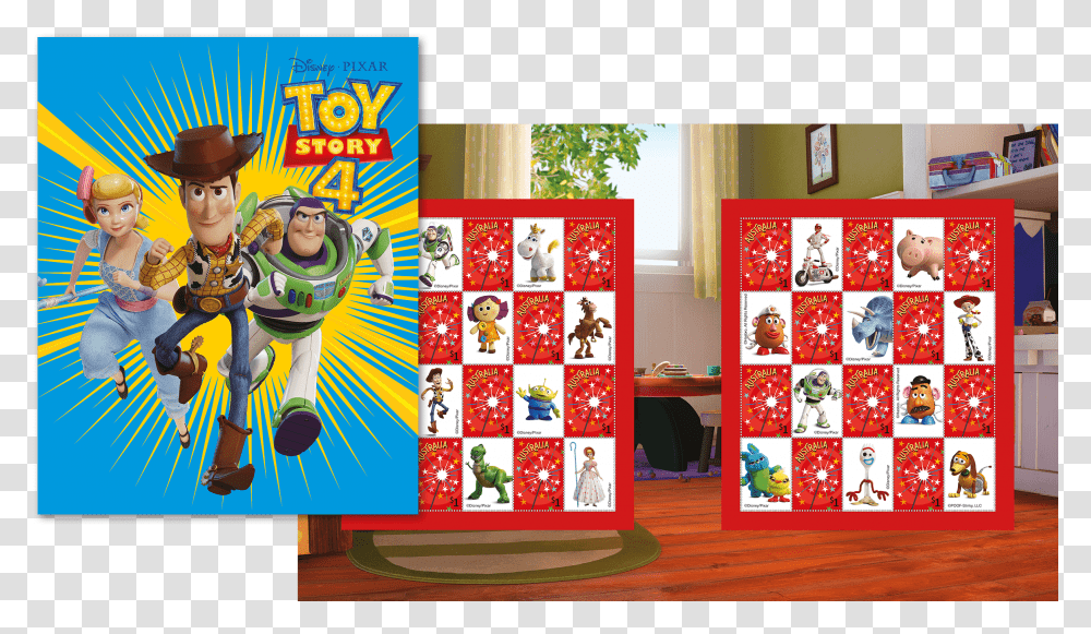 Toy Story 4 Stamp Pack, Advertisement, Poster, Person, Human Transparent Png