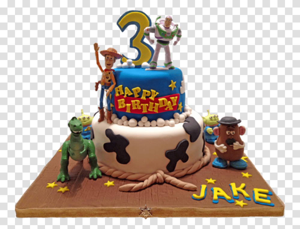 Toy Story Cake With All Characters, Dessert, Food, Birthday Cake Transparent Png
