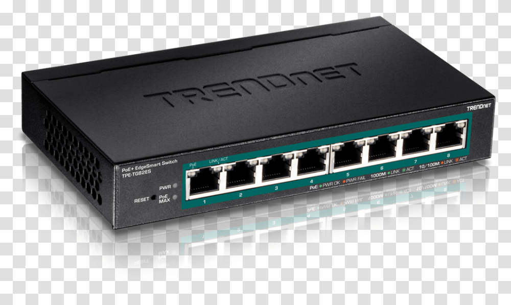 Tpe Tg82es 8 Port Poe Switch Trendnet, Electronics, Hardware, Router, Hub Transparent Png