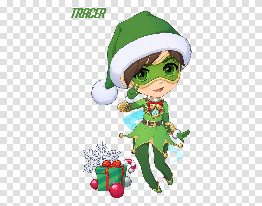 Tracer Jingle Skin Fanart, Elf, Helmet, Apparel Transparent Png