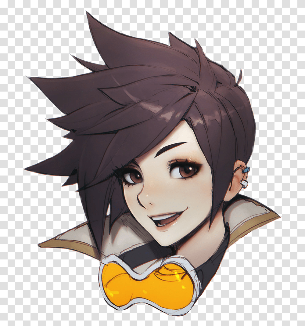 Tracer Overwatch Overwatch Tracer Face, Manga, Comics, Book, Person Transparent Png