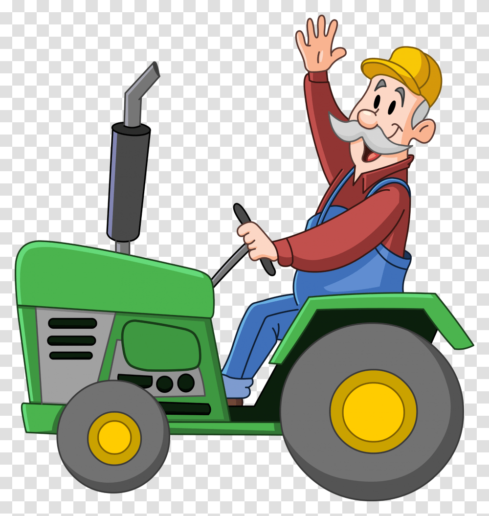 Tractor Clipart Farmer On A Tractor Clipart, Lawn Mower, Tool, Vehicle, Transportation Transparent Png