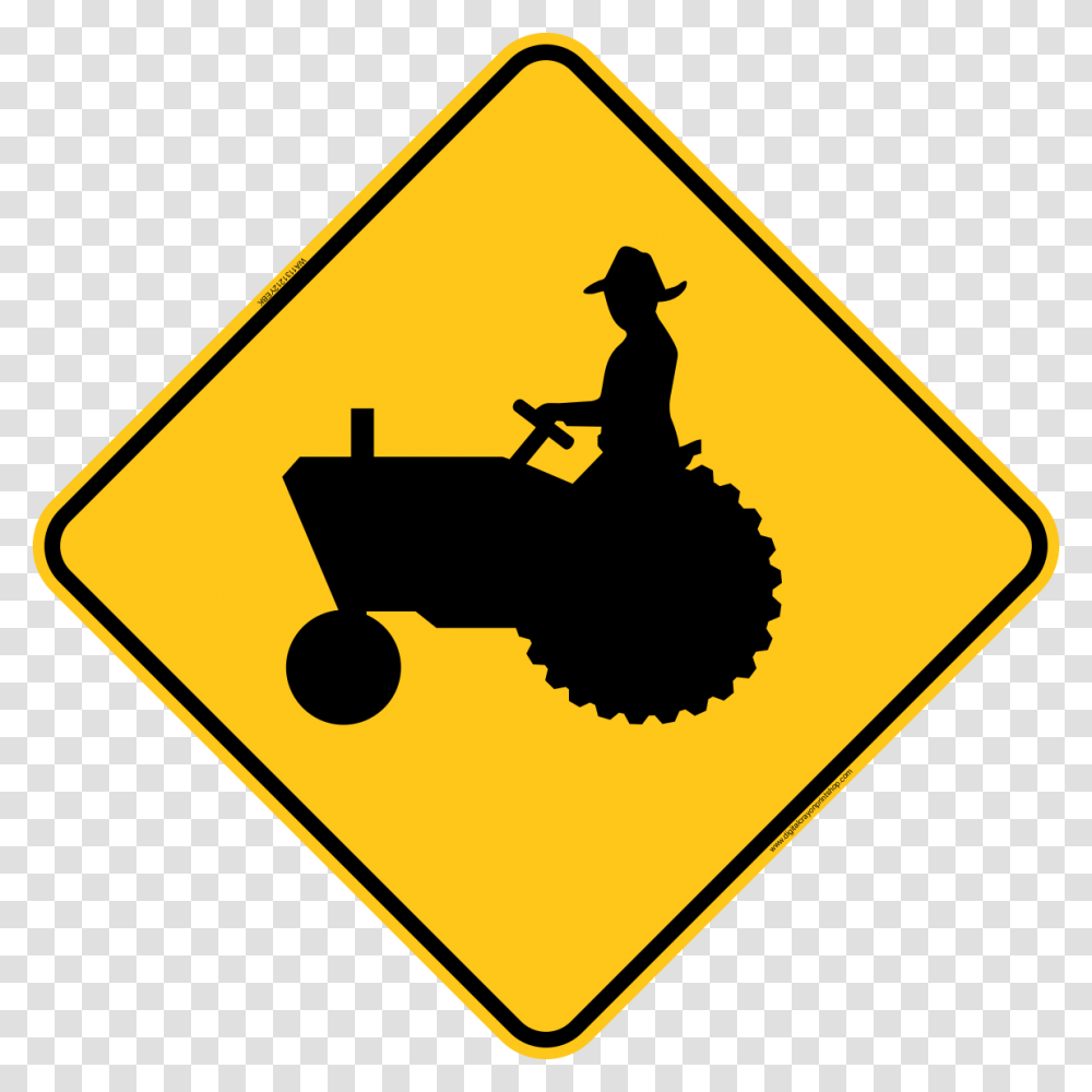 Tractor Crossing Icon Warning Trail Sign Warning Sign Tractor, Road Sign, Bird, Animal Transparent Png