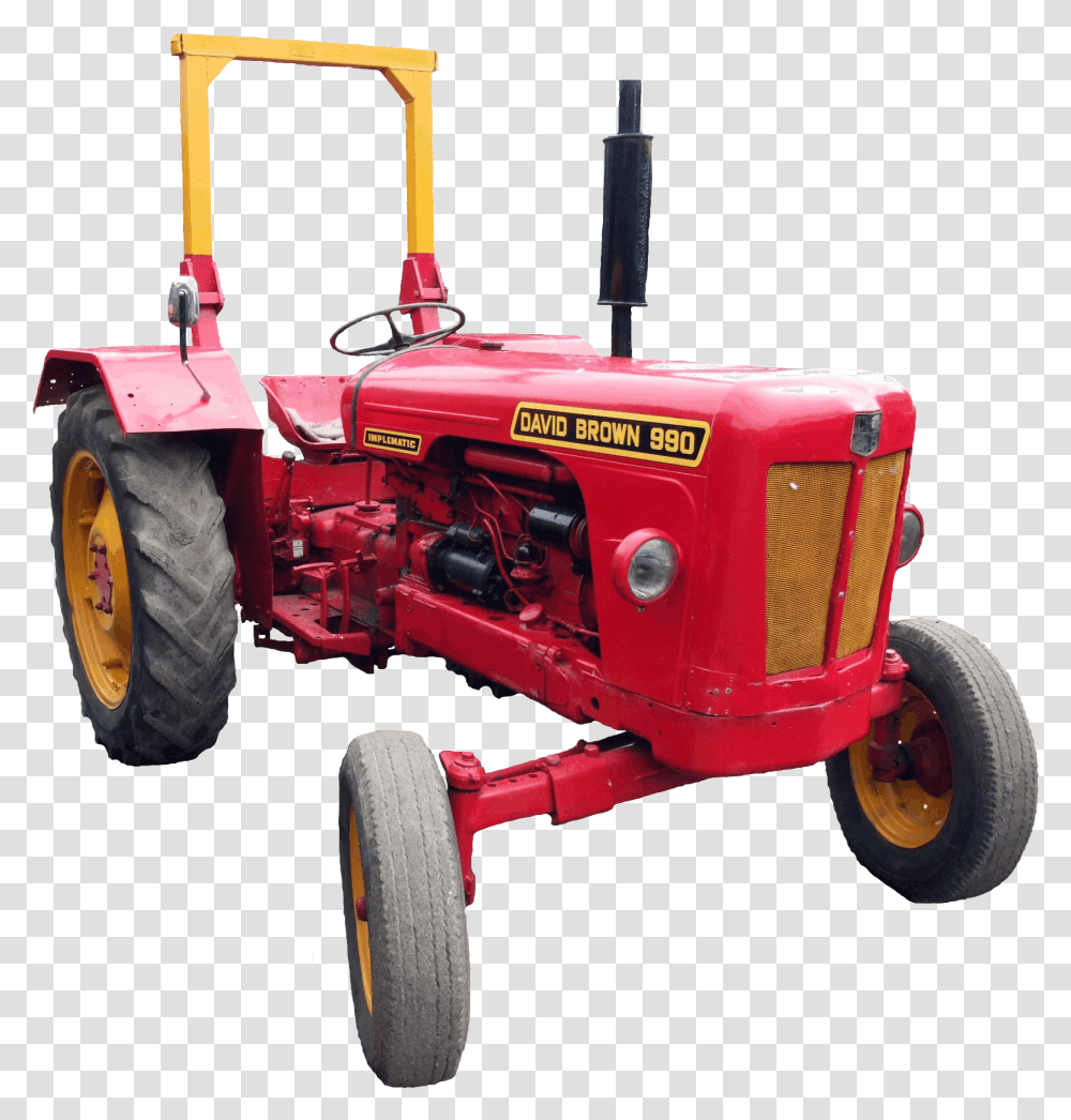 Tractor First David Brown Tractor, Lawn Mower, Tool, Vehicle, Transportation Transparent Png