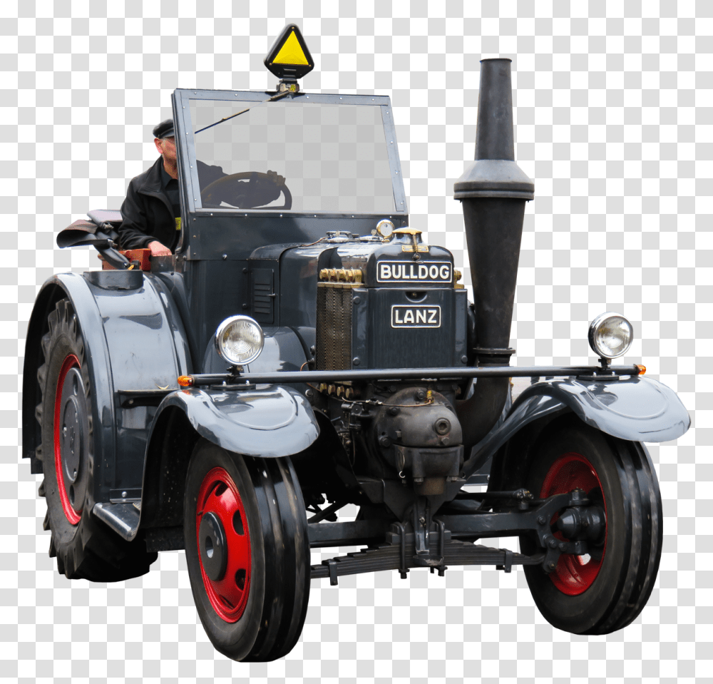 Tractor Image Lanz Bulldog, Person, Car, Vehicle, Transportation Transparent Png