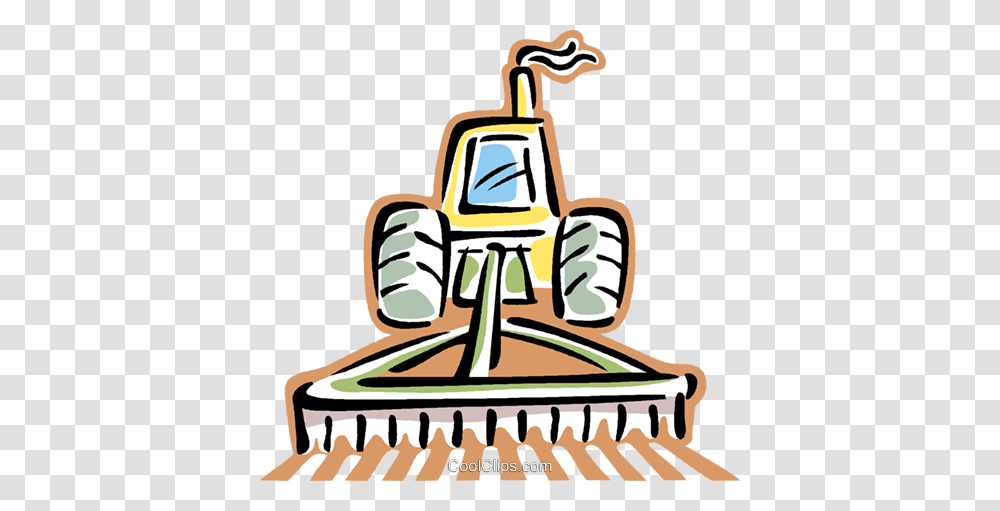 Tractor Plowing A Field Royalty Free Vector Clip Art Illustration, Rake, Bulldozer, Vehicle, Transportation Transparent Png
