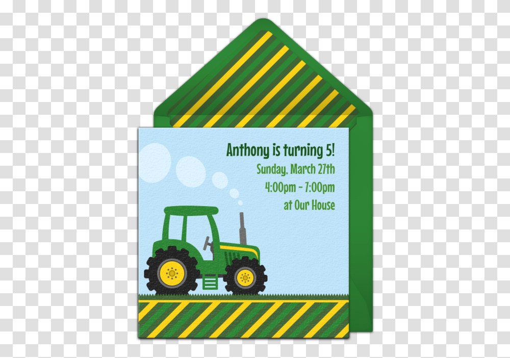 Tractor Theme Birthday Invitation, Flyer, Poster, Paper, Advertisement Transparent Png