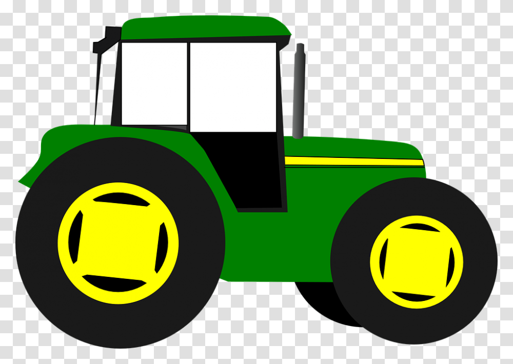 Tractor Trekker Farm Green Yellow Agriculture Tractor Clipart, Vehicle, Transportation, Lawn Mower, Tool Transparent Png