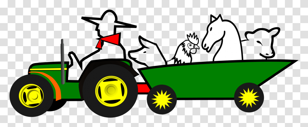 Tractor With Animals Clip Art, Vehicle, Transportation, Lawn Mower, Tool Transparent Png