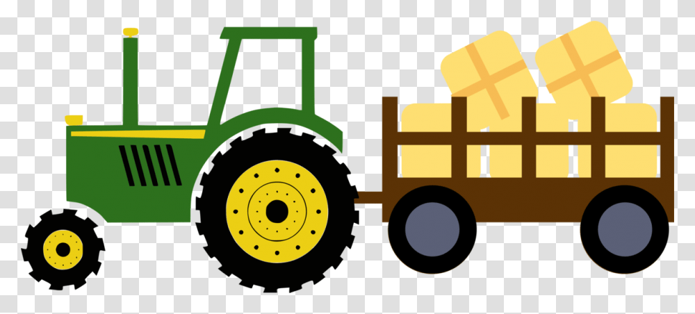Tractor With Hay Wagon John Deere Tractor Clipart, Vehicle, Transportation, Fire Truck, Bulldozer Transparent Png
