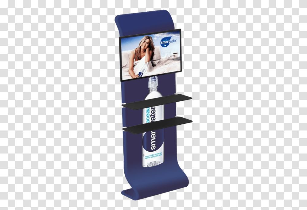 Tradeshow Fabric Tv Stands, Person, Bottle, Monitor, Electronics Transparent Png
