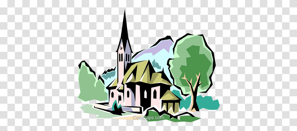 Traditional Church Royalty Free Vector Clip Art Illustration, Building, Architecture, Spire, Tower Transparent Png