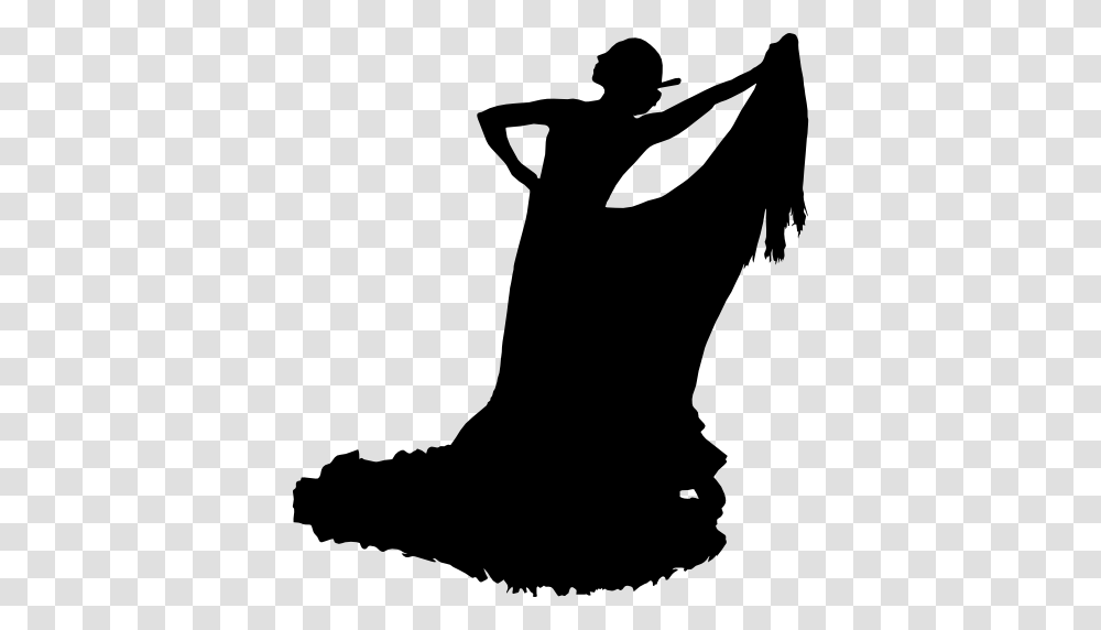 Traditional Feminine Flamenco Dancer Silhouette, Performer, Person, Human, Dance Pose Transparent Png