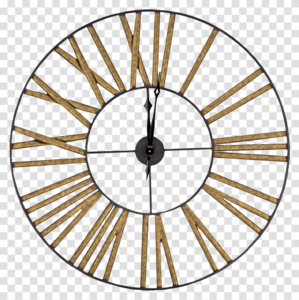 Traditional Styled Metal Clock Large Wall Clock Gold, Chandelier, Lamp, Compass Transparent Png