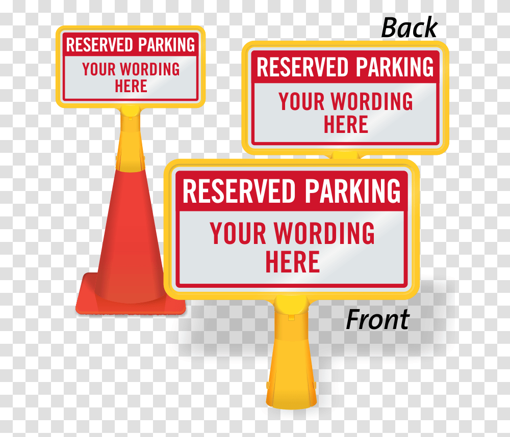 Traffic Cone With Signage Reserved Parking Space Cone, Road Sign, Bus Stop Transparent Png
