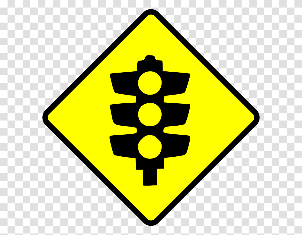 Traffic Lights Caution Sign Vector Image Free Svg Bazaar Vcs, Symbol, Road Sign Transparent Png