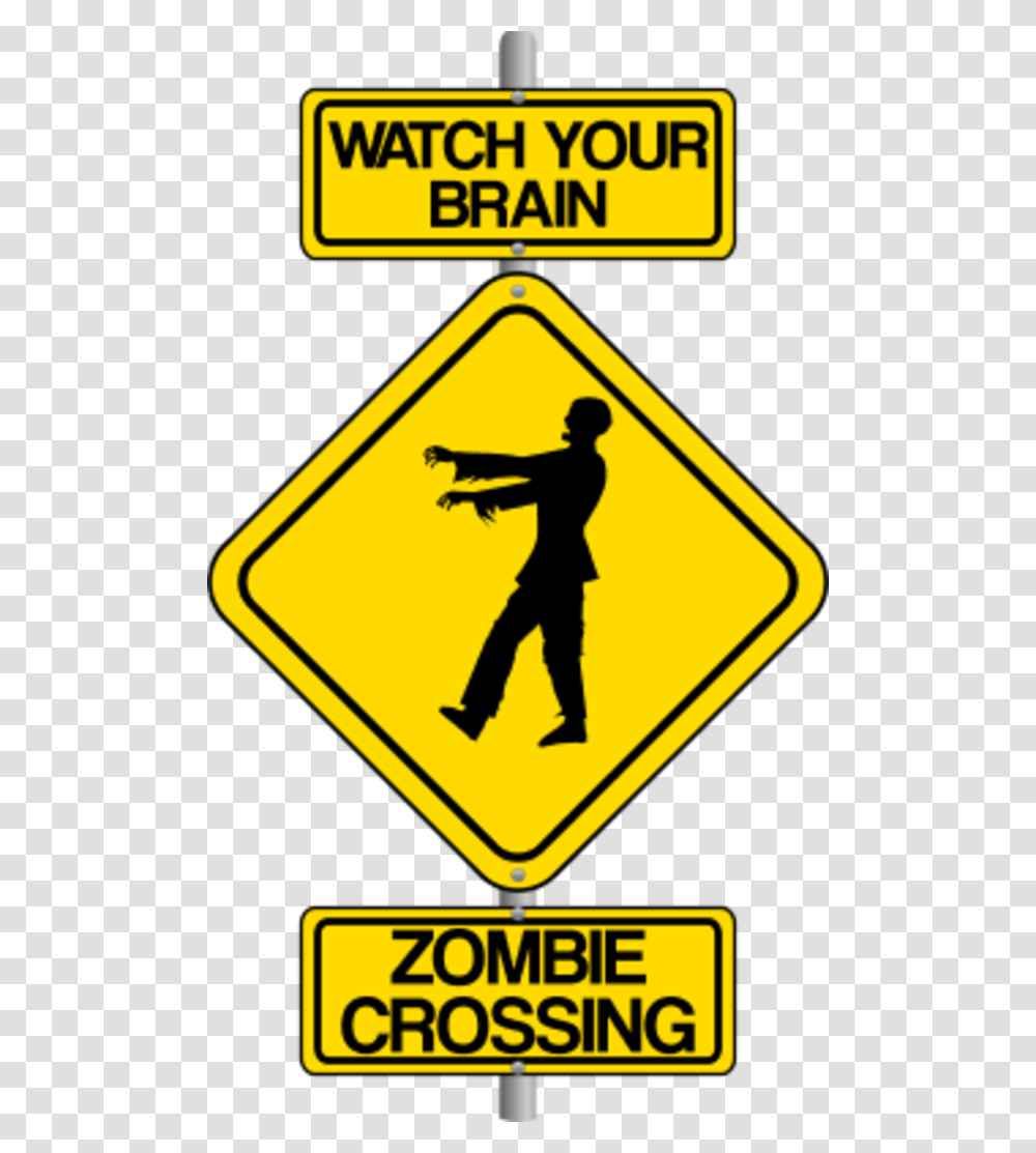 Traffic Sign Art Zombie Crossing The Street Comic Traffic Sign, Person, Human, Road Sign Transparent Png